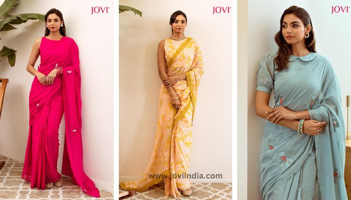 Diwali 2024 with 3-D Embroidery Sarees from JOVI India