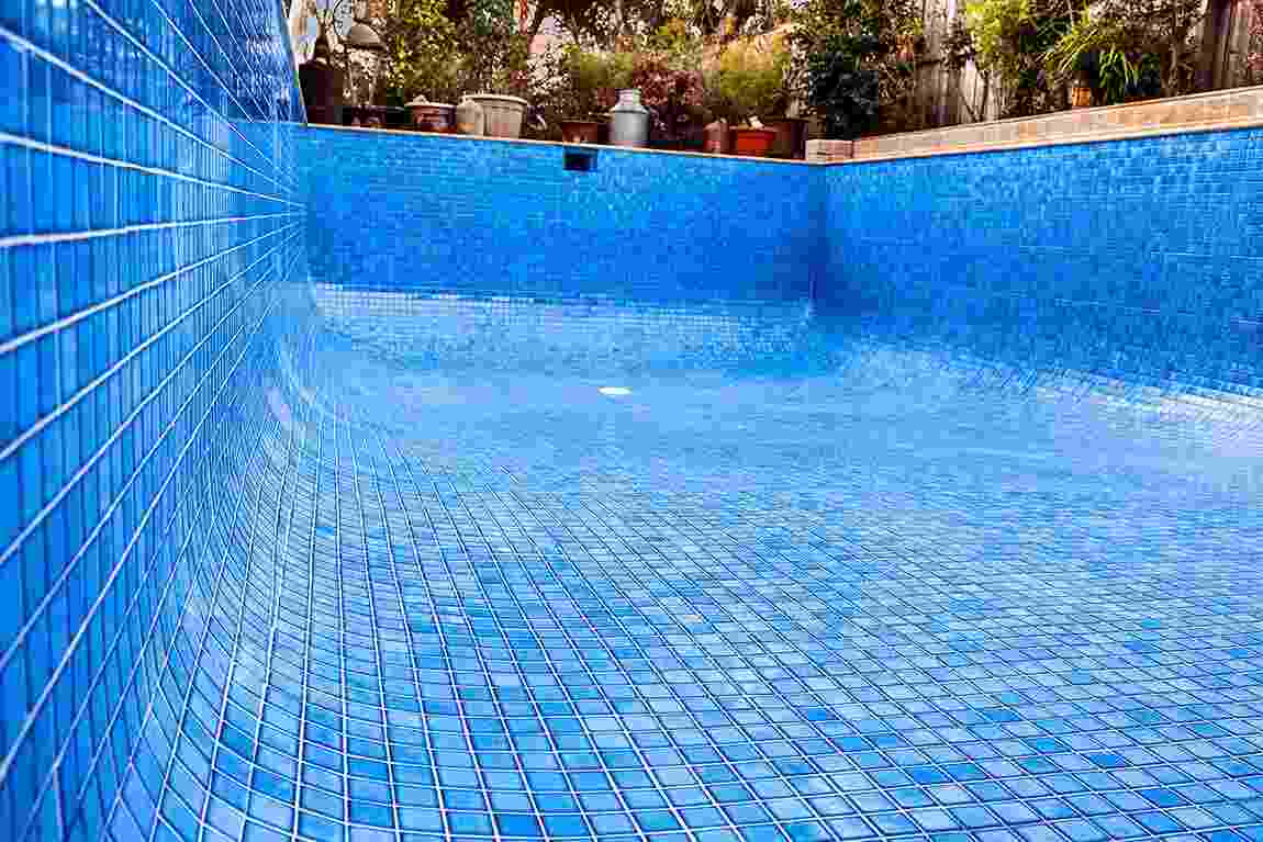 Blue swimming pool tiles