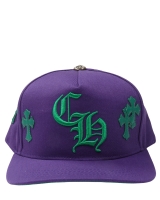 purple and green chrome hearts hat