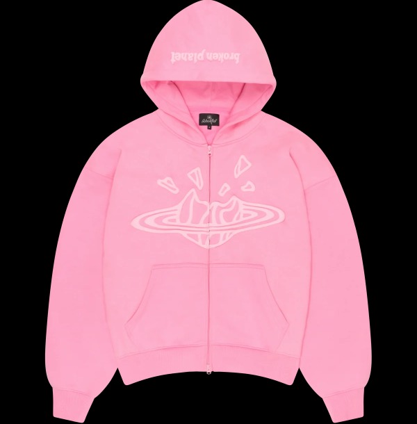 official broken planet pink hoodie