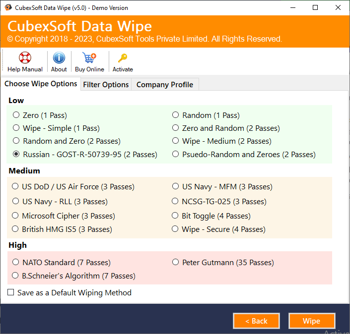 data wipe methods