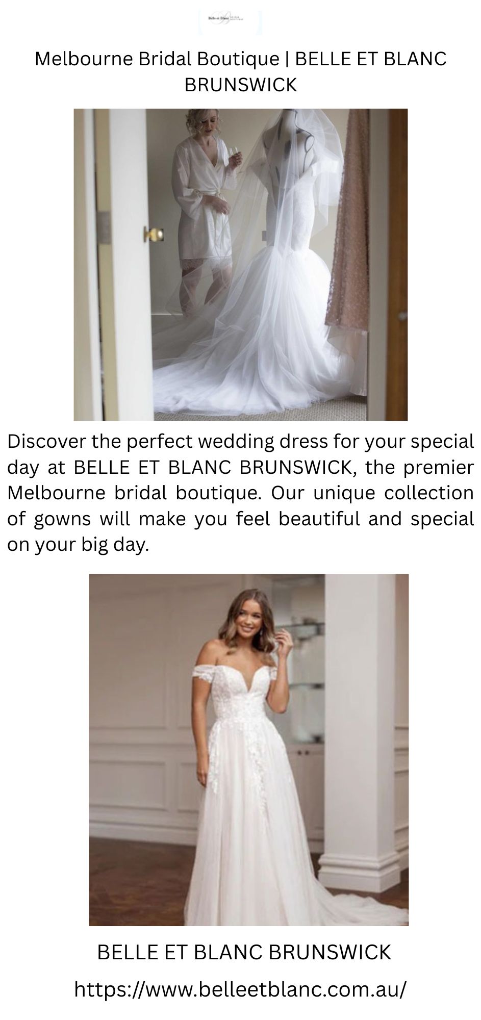 Bridal Gowns Melbourne BELLE ET BLANC BRUNSWICK