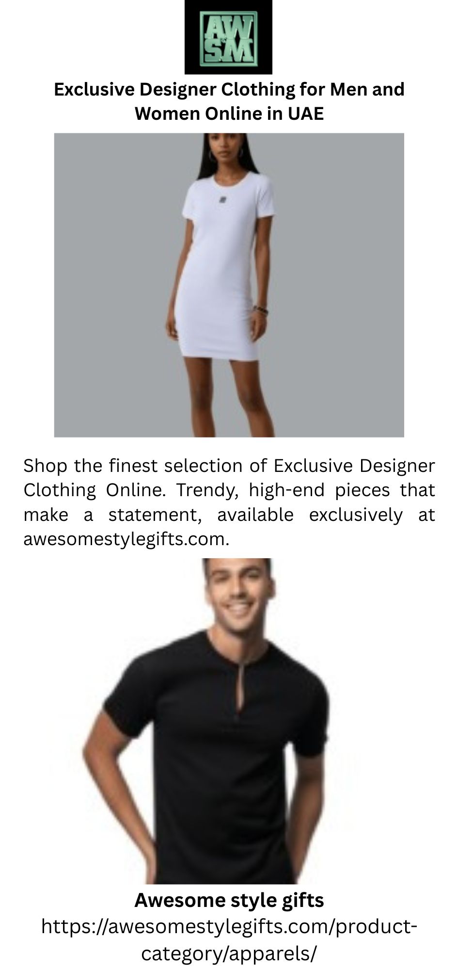 Exclusive Designer Clothing for Men and Women Online in UAE