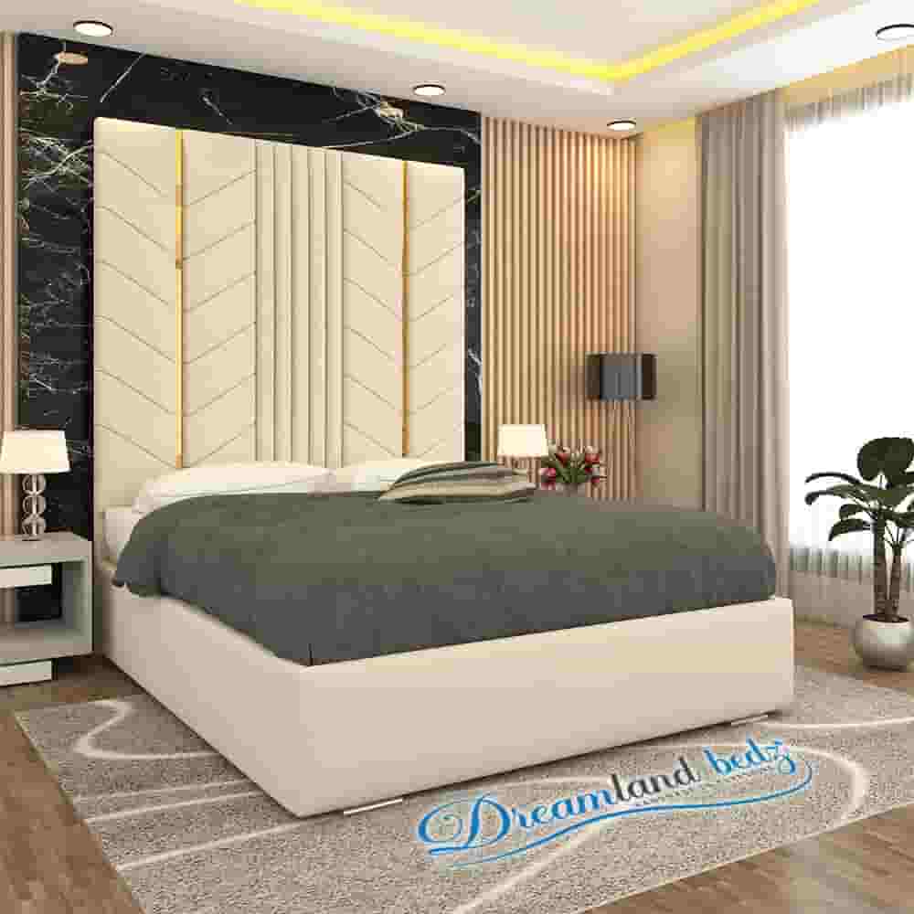 Luxurious Golden Pyramid Bed with Optional Ottoman Storage 1