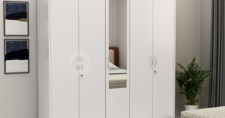 Mahin Five Door Multi Utility Wardrobe with Mirror