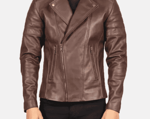 Mens Faisor Brown Leather Biker
