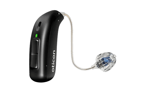 Oticon Zircon miniRITE R Left C063DiamondBlack LEDgreen Speaker60 OpenBassDome 500pctSize cdn optimized