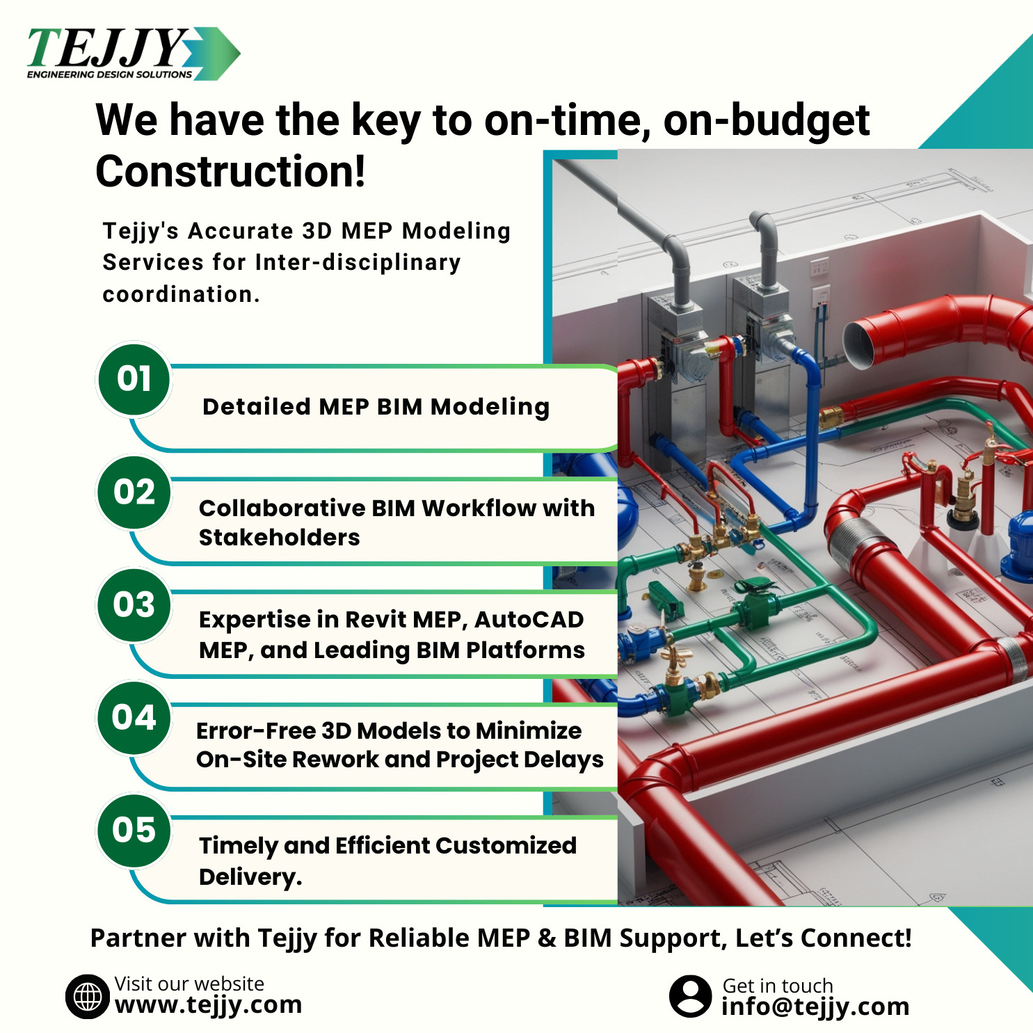 Reliable 3D MEP BIM Modeling Services for On Time On Budget Constructionby Tejjy Inc