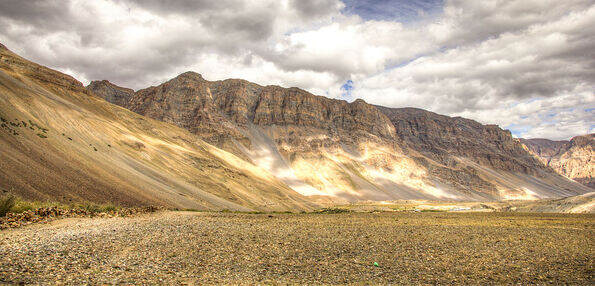 Scenic view of Spiti Valley in Himachal Pradesh showcasing rugged mountains and traditional villages.