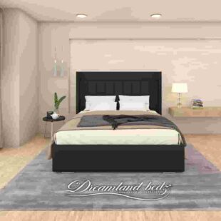 brooklyn wingback bed frame with line black