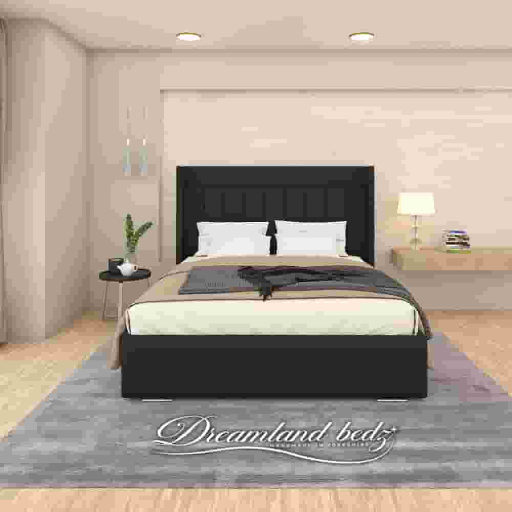 Brooklyn Wingback Bed Frame with Lines 1 brooklyn wingback bed frame with line black