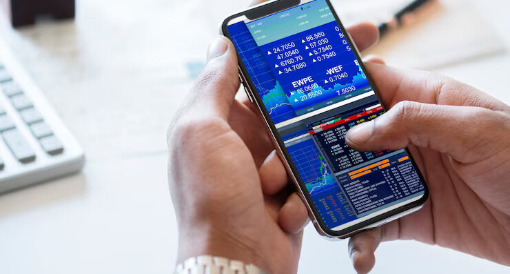 businessman checking stock market online 53876 14787