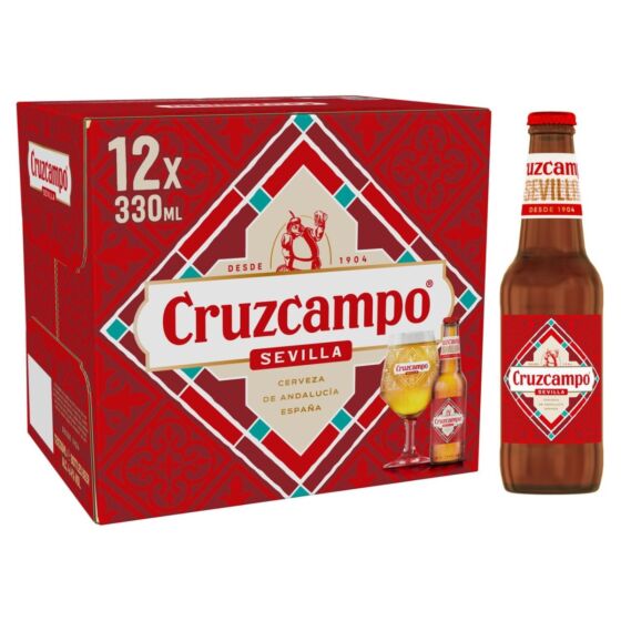 Experience the Taste of Sevilla with Cruzcampo Lager – 12 x 330ml Bottles 1 cruncampo