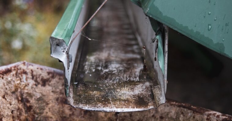vertical closeup roof drain pipe