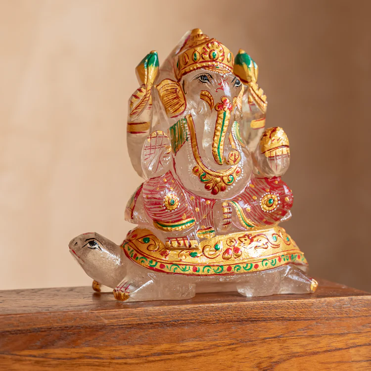GaneshJicarvedinRoseQuartzseatedonaTurtle 3