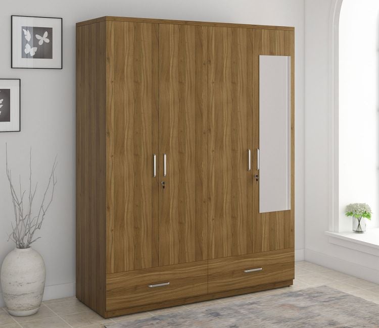 Elegant Wardrobe with Mirror for Timeless Bedroom Style 1 Kosmo Linden 4 Door Wardrobe with Mirror