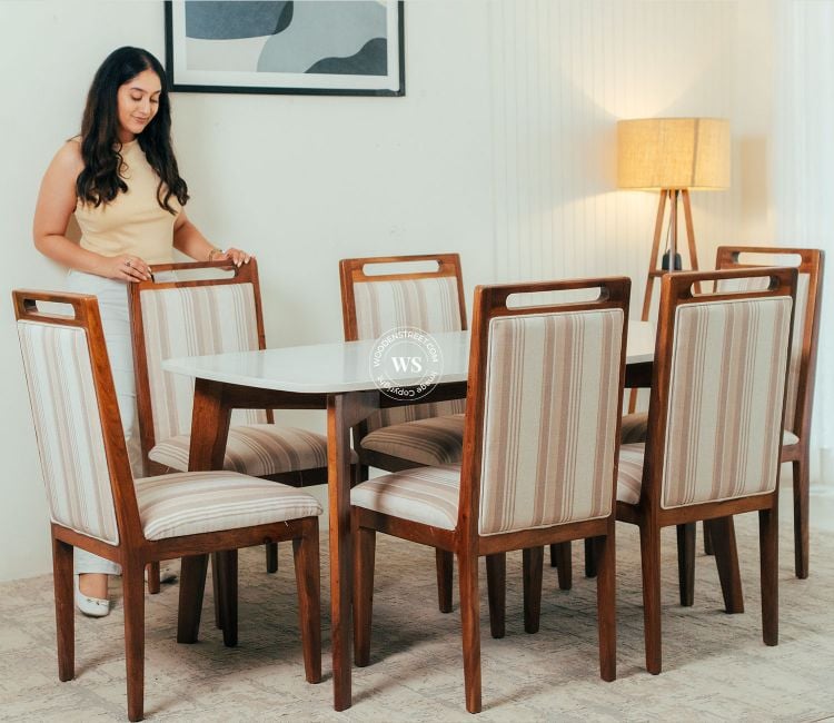 data dining set 6 seater hazel 6 seater sheesham wood dining table set with marble top 2 750x650 1