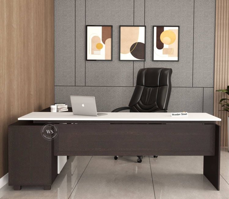 data office table nexora l shape modular office table with three drawers flowery wenge frosty white flowery wenge finish new logo 1 750x650 1