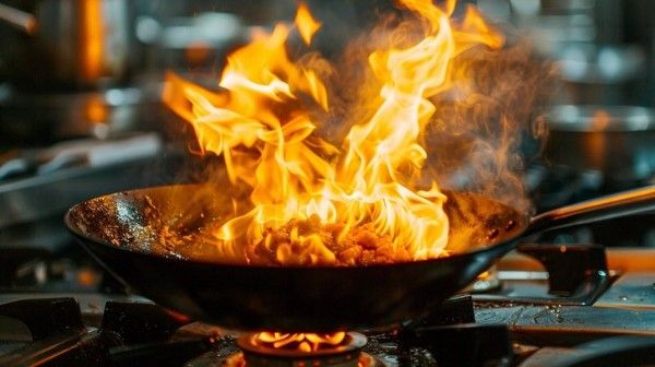 fiery cooking display stockcake 1