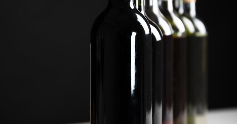 front view bottles wine row 1