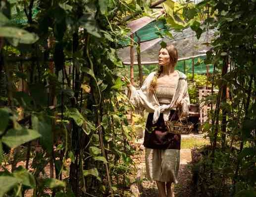 full shot woman walking with basket 1