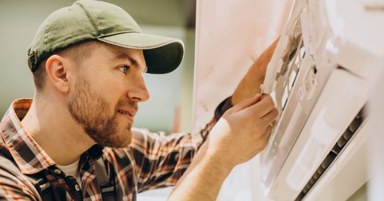 repairman doing air conditioner service 2 1