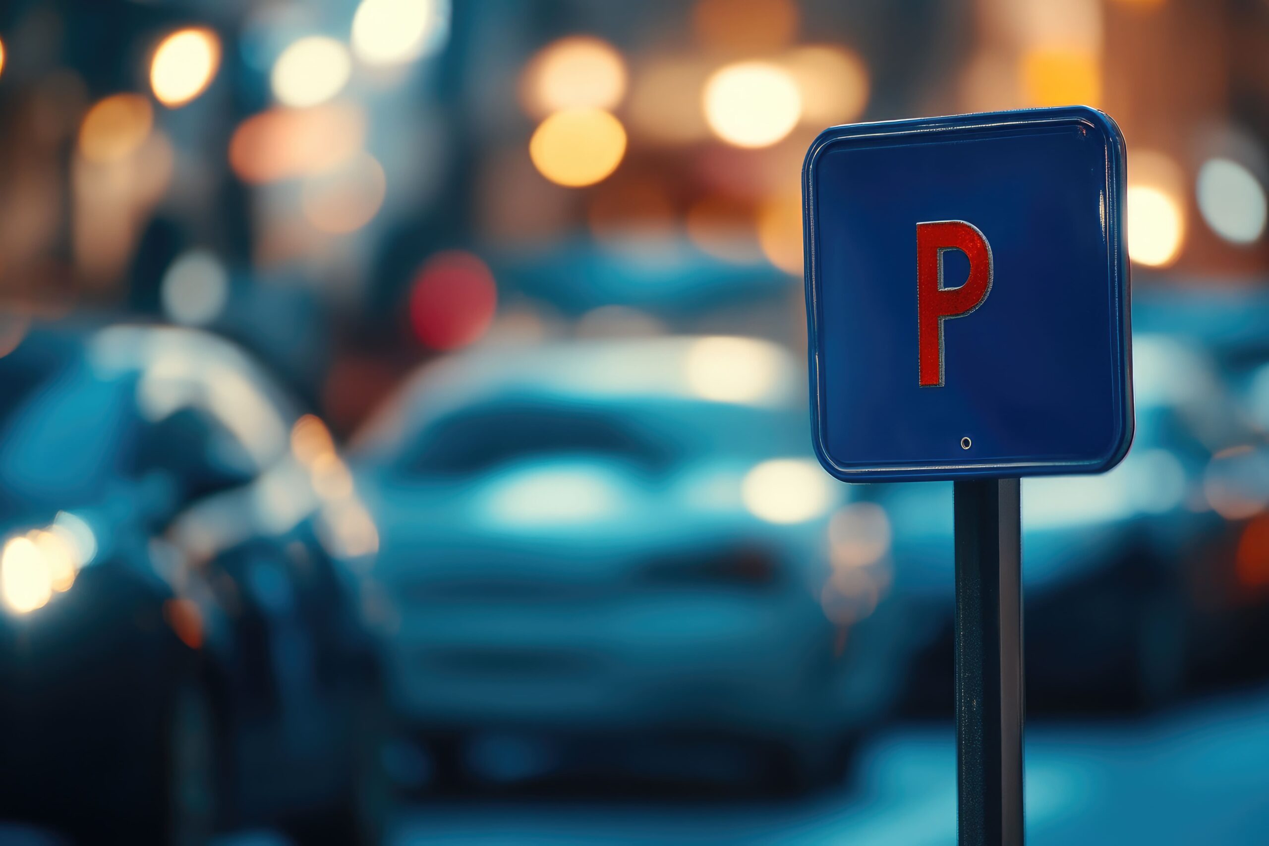 Reliable ORD Valet Parking for Frequent Flyers 1 vibrant blue parking sign surrounded by vehicles 1 scaled