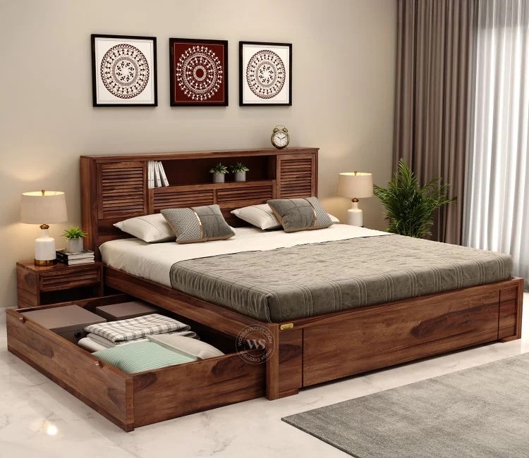 Rustic Charm King Size Bed by Wooden Street – Pure Solid Wood 1 12 750x650 1