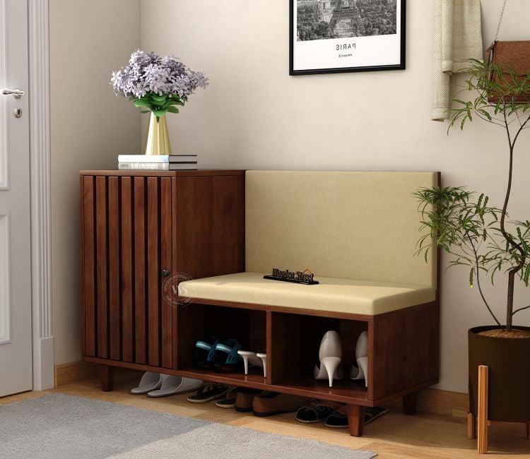 Buy Wooden Shoe Rack with Seat – Modern Shoe Rack Online India 1 6 750x650 1