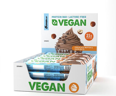 BOMBBARVeganProteinBarChocolateMuffinWithHazelnuts