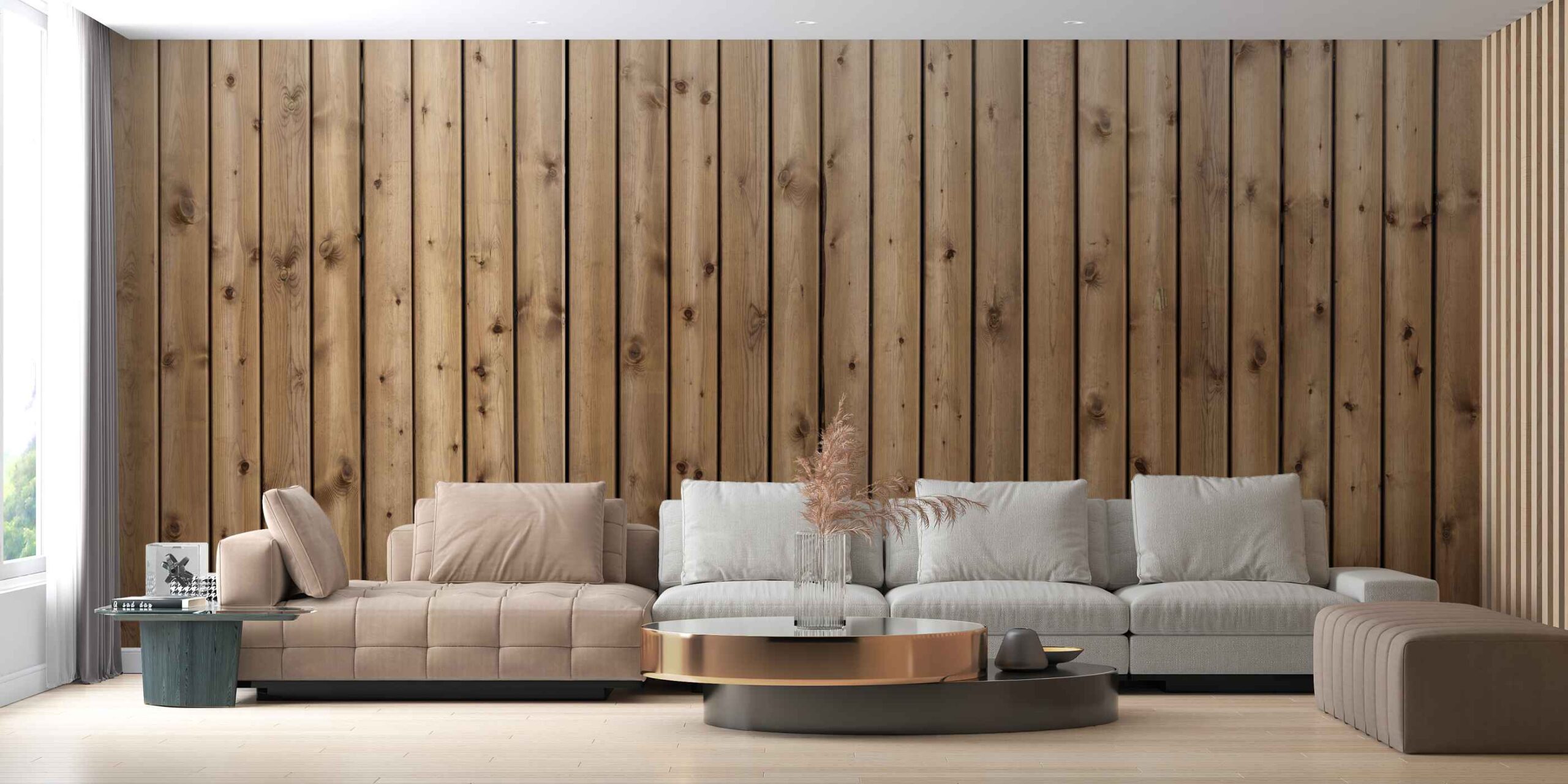 Brown Natural Wooden Striped Wallpaper Mural A235 scaled