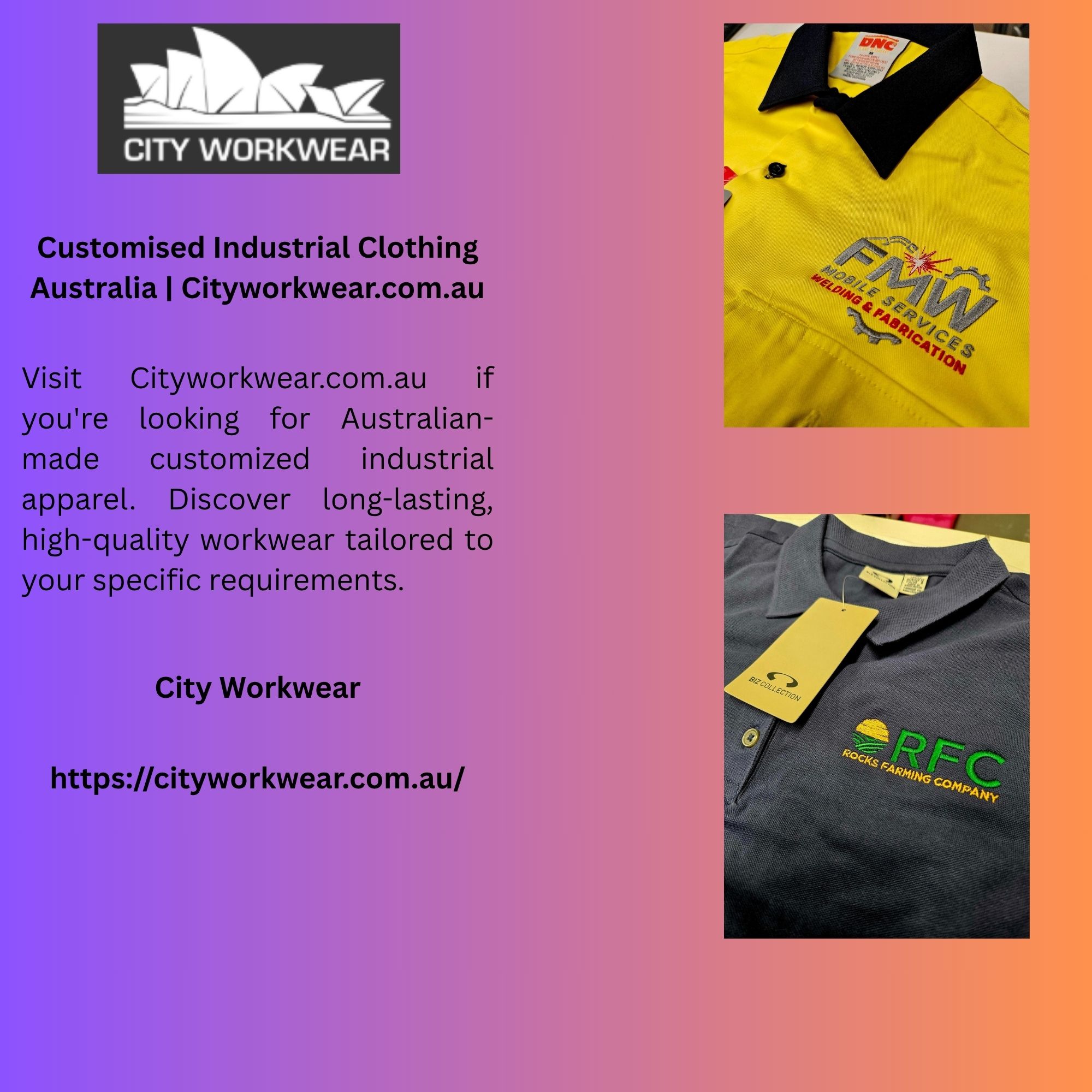 Customised Industrial Clothing Australia | Cityworkwear.com.au 1 Customised Industrial Clothing Australia Cityworkwear.com .au