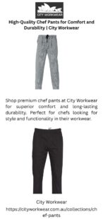 High Quality Chef Pants for Comfort and Durability City Workwear