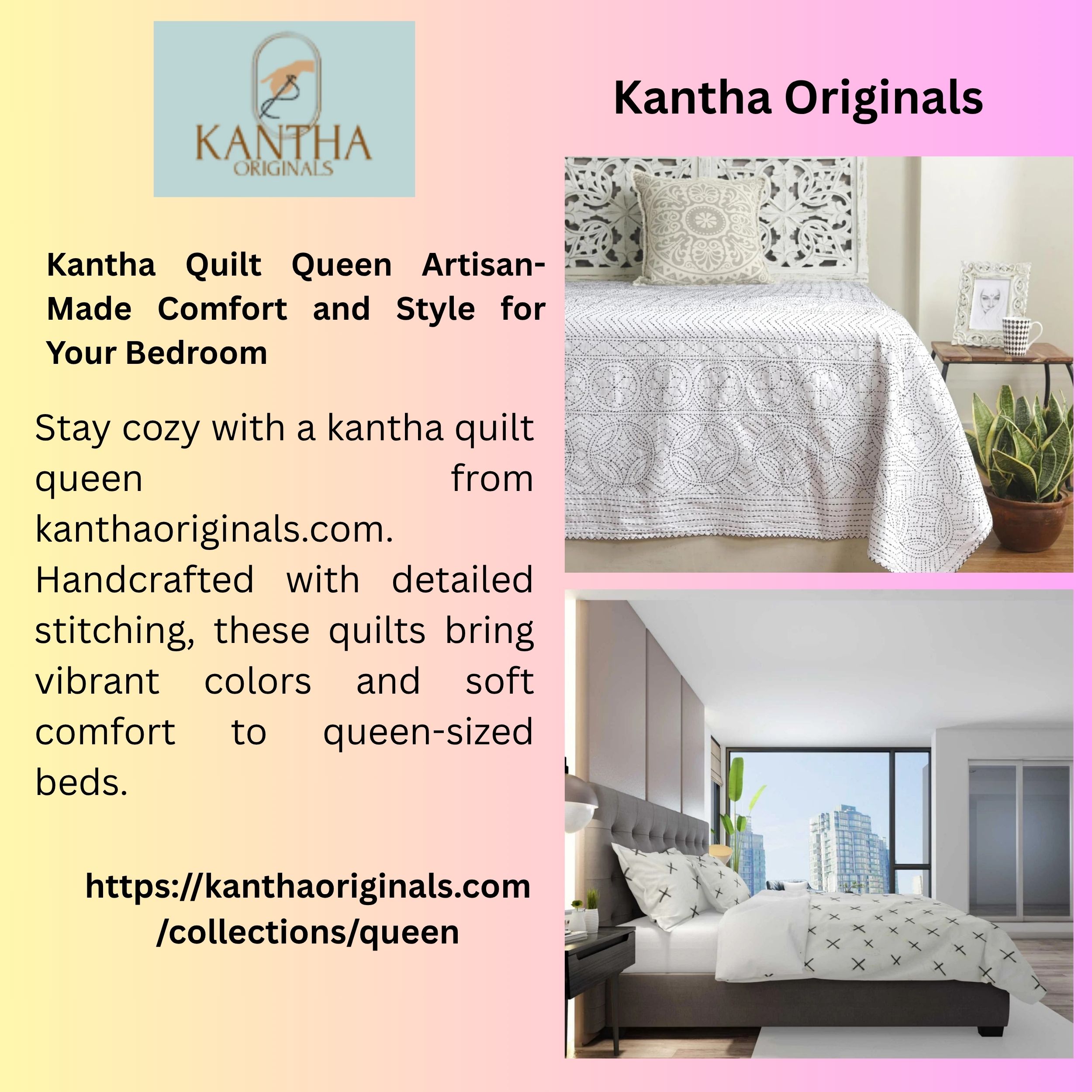 Kantha Quilt Queen Artisan-Made Comfort and Style for Your Bedroom 1 Kantha Quilt Queen Artisan Made Comfort and Style for Your Bedroom