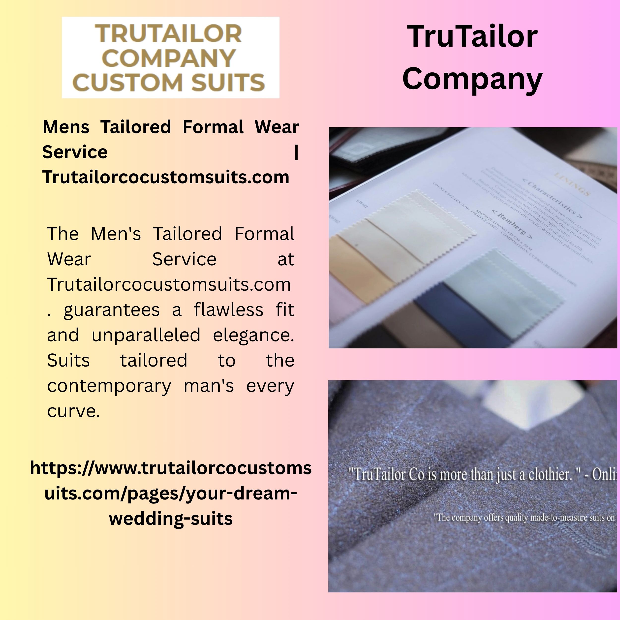 Mens Tailored Formal Wear Service | Trutailorcocustomsuits.com 1 Mens Tailored Formal Wear Service Trutailorcocustomsuits.com