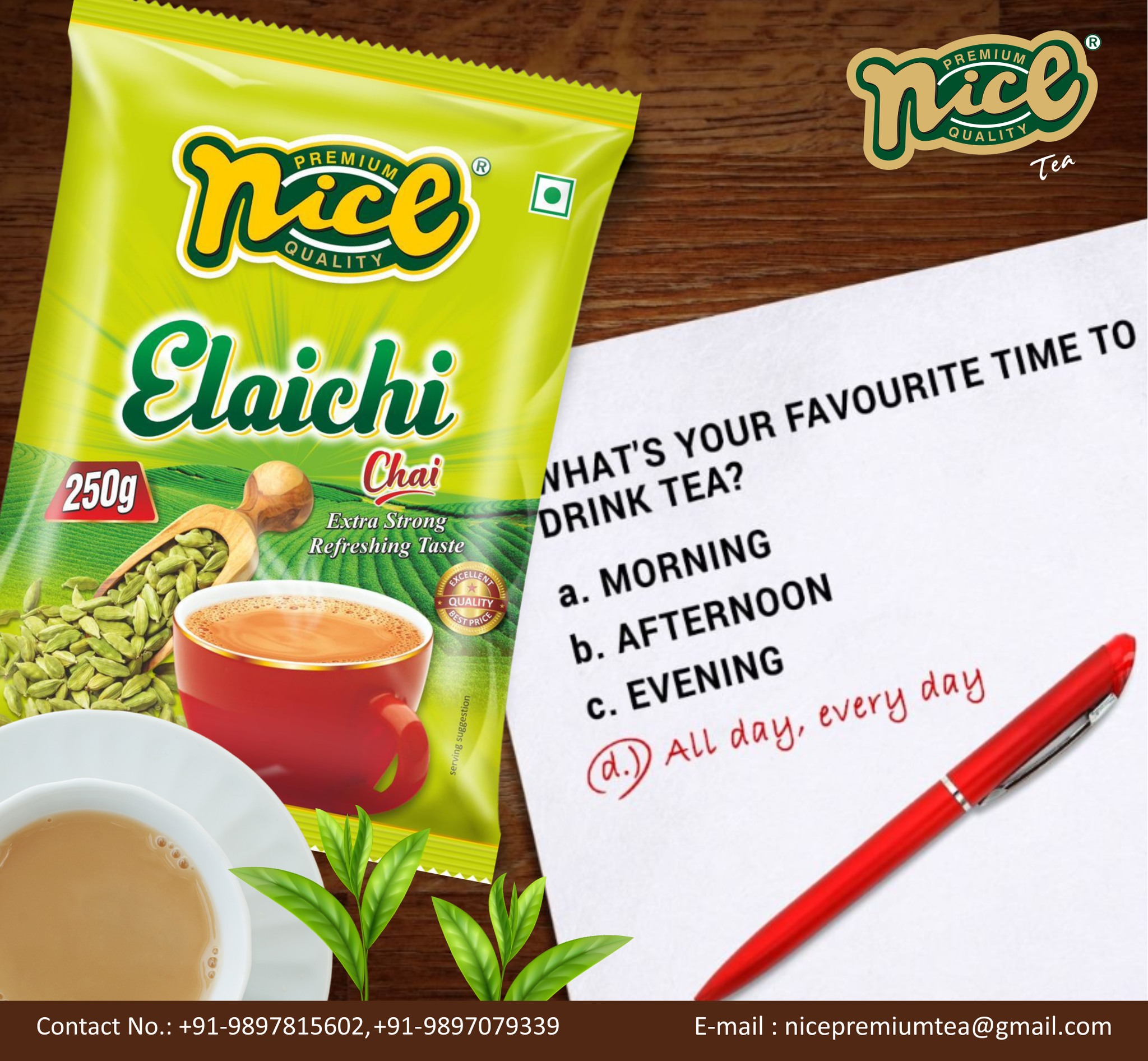 India's Best Tea Brand since 1992 | Nice Tea 1 Nice Elaichi Tea Cardamom Flavour