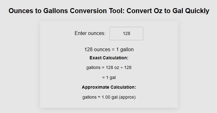 Where do we need to measure Ounces in Gallons