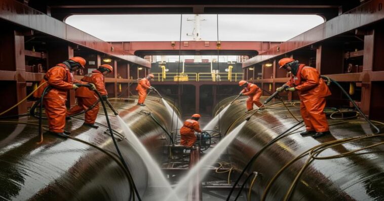 Ship tank cleaning at Khorfakkan Port