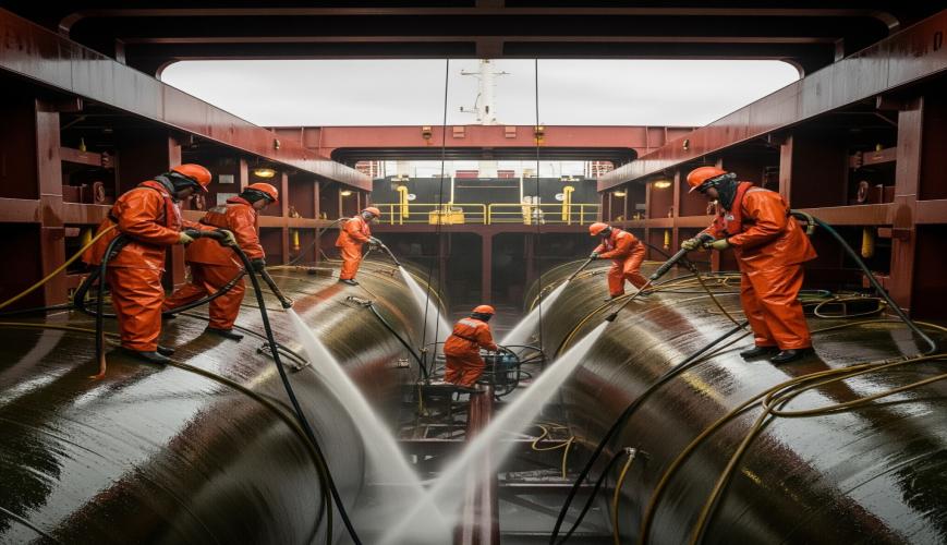 Ship tank cleaning at Khorfakkan Port