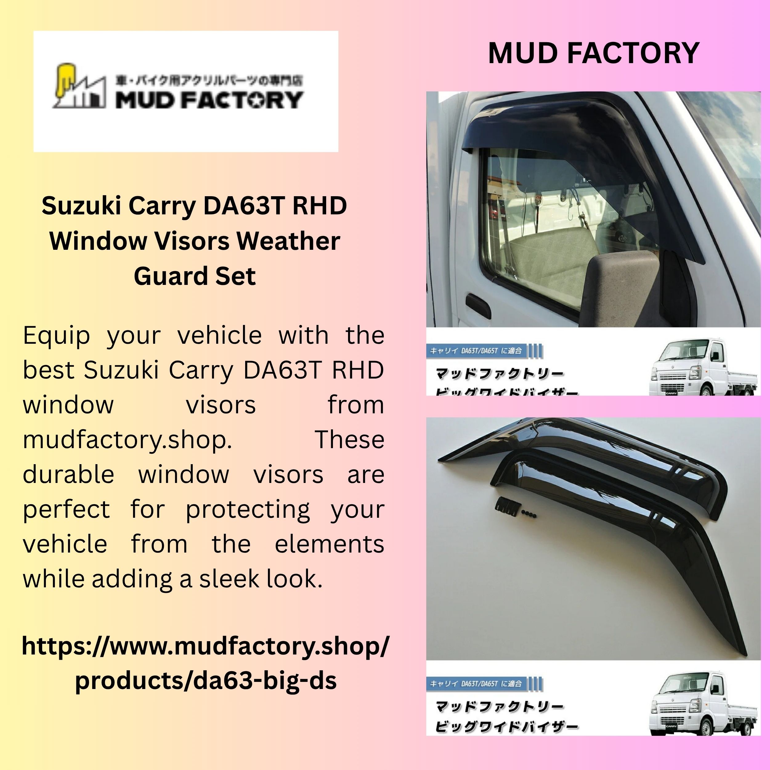 Suzuki Carry DA63T RHD Window Visors Weather Guard Set 1 Suzuki Carry DA63T RHD Window Visors Weather Guard Set