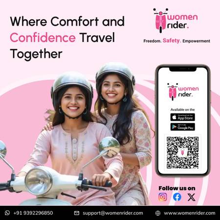 Women Rider and Female Rider traveling safely together on bikes, representing empowerment and community.