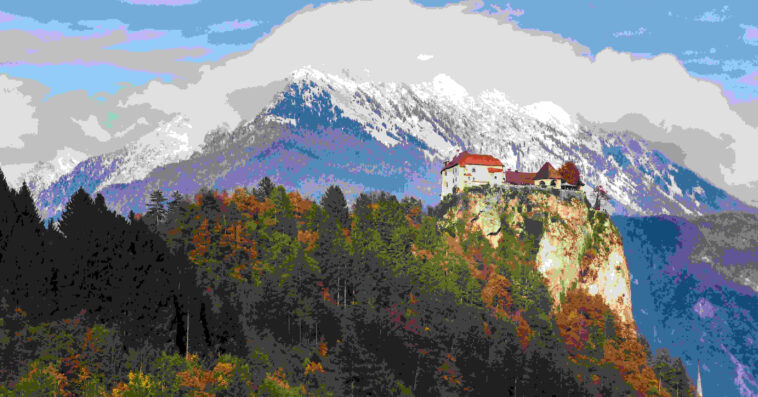 historic castle top hill surrounded by beautiful trees bled slovenia 2 1 2