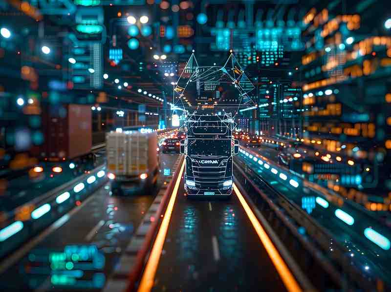 logistics means transport together with technological futuristic holograms12