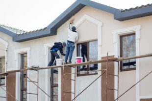 masters are working finishing modern apartment house 1