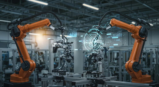 robotic arms modern factory setting optimized 49