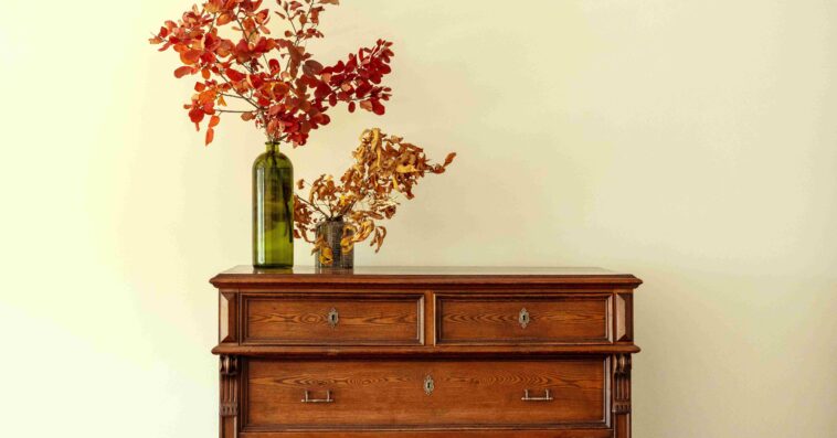 wooden chest drawers with floral branches vase 1 1 1 1
