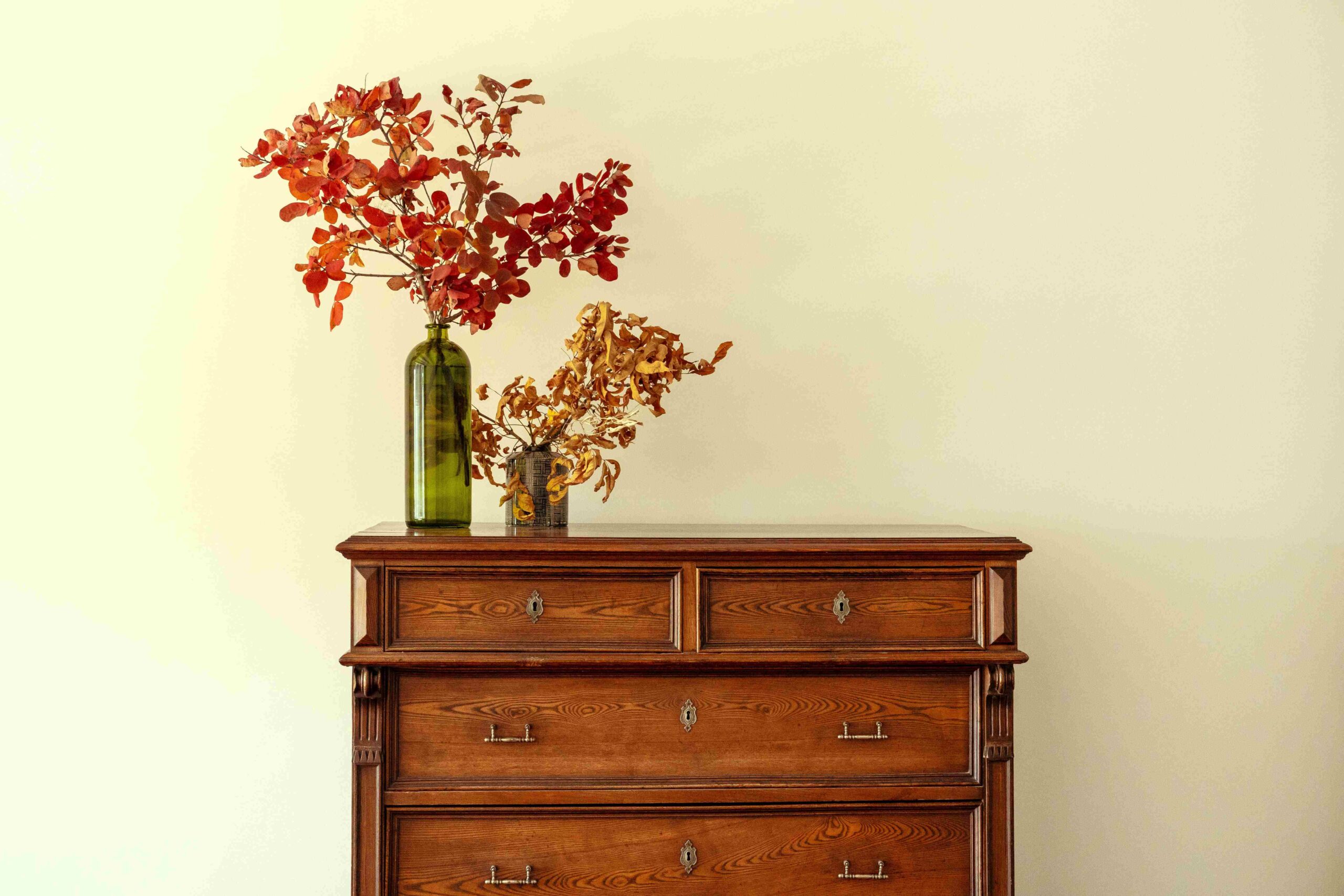 wooden chest drawers with floral branches vase 1 1 1 scaled