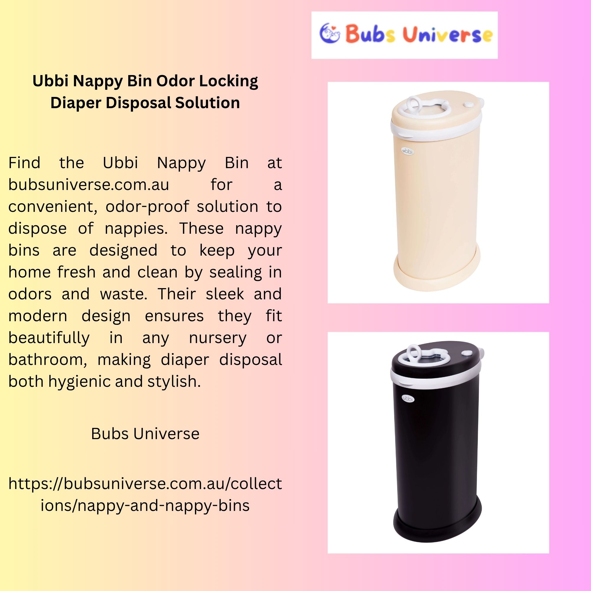 Ubbi Nappy Bin Odor Locking Diaper Disposal Solution