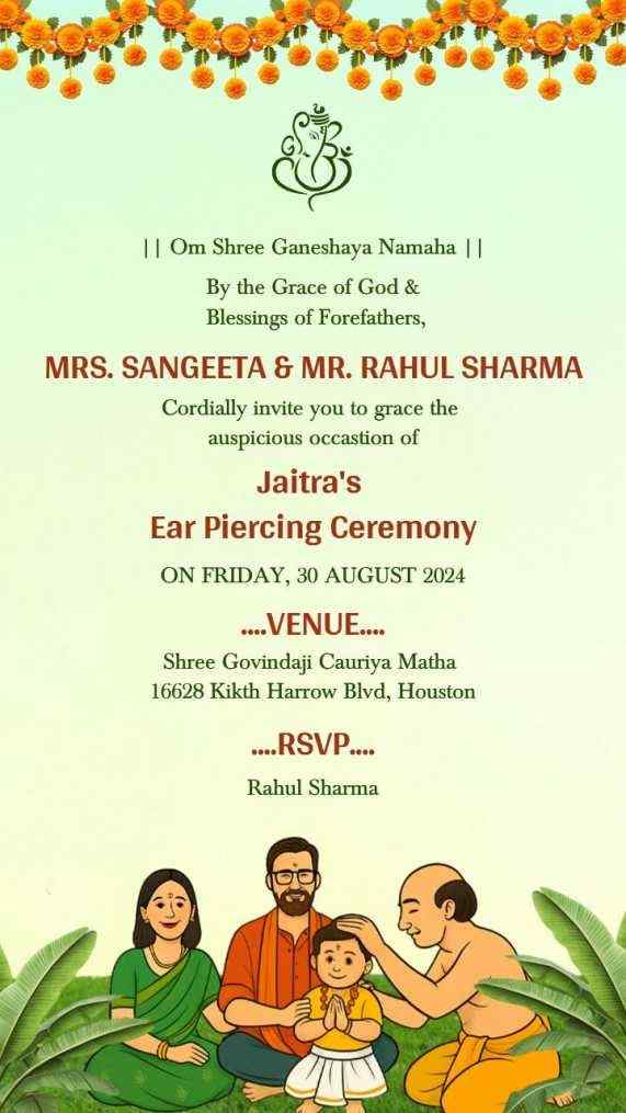 Ear Piercing Ceremony Invitation Template