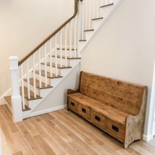 imageye imgi 65 Church bench with drawers shown in entryway